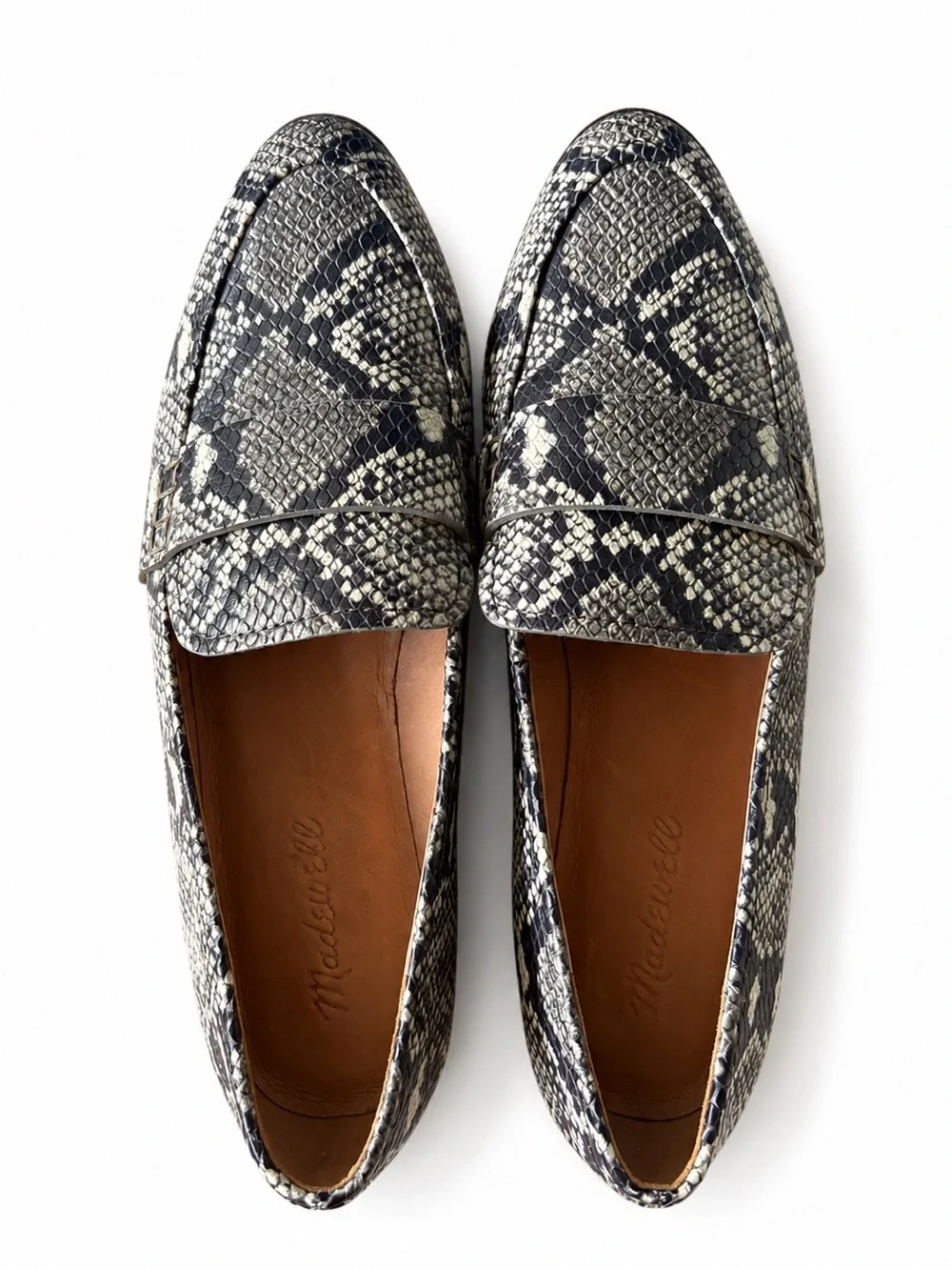 Madewell Alex Snake Print Leather Penny Loafers Size 8